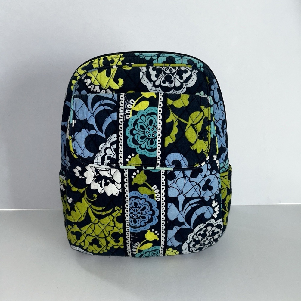 Vera Bradley Disney Blue and Green Floral Backpack Quilted